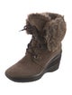 Aquatalia Suede Faux Fur Trim Lace-Up Boots