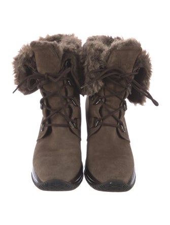 Aquatalia Suede Faux Fur Trim Lace-Up Boots
