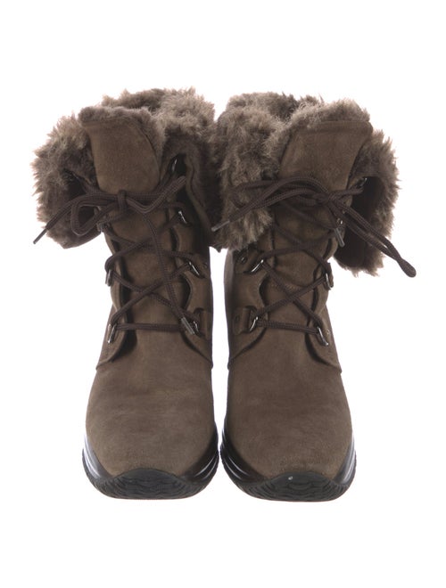 Aquatalia Suede Faux Fur Trim Lace-Up Boots