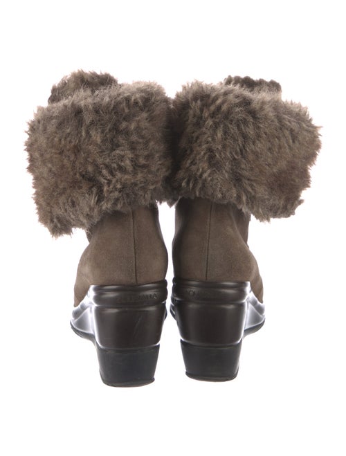 Aquatalia Suede Faux Fur Trim Lace-Up Boots