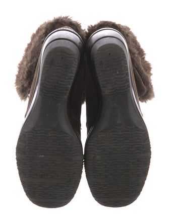 Aquatalia Suede Faux Fur Trim Lace-Up Boots