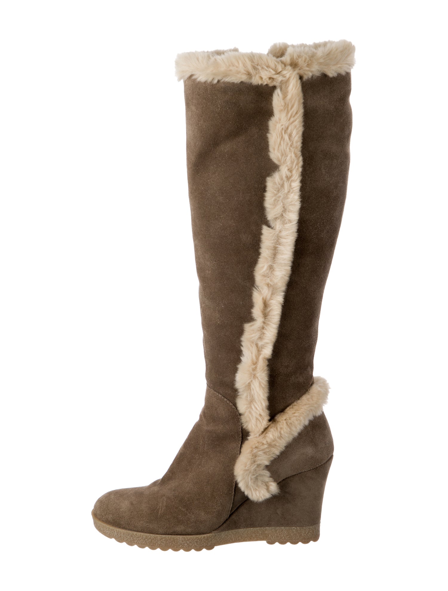 Aquatalia Suede Faux Fur Trim Boots