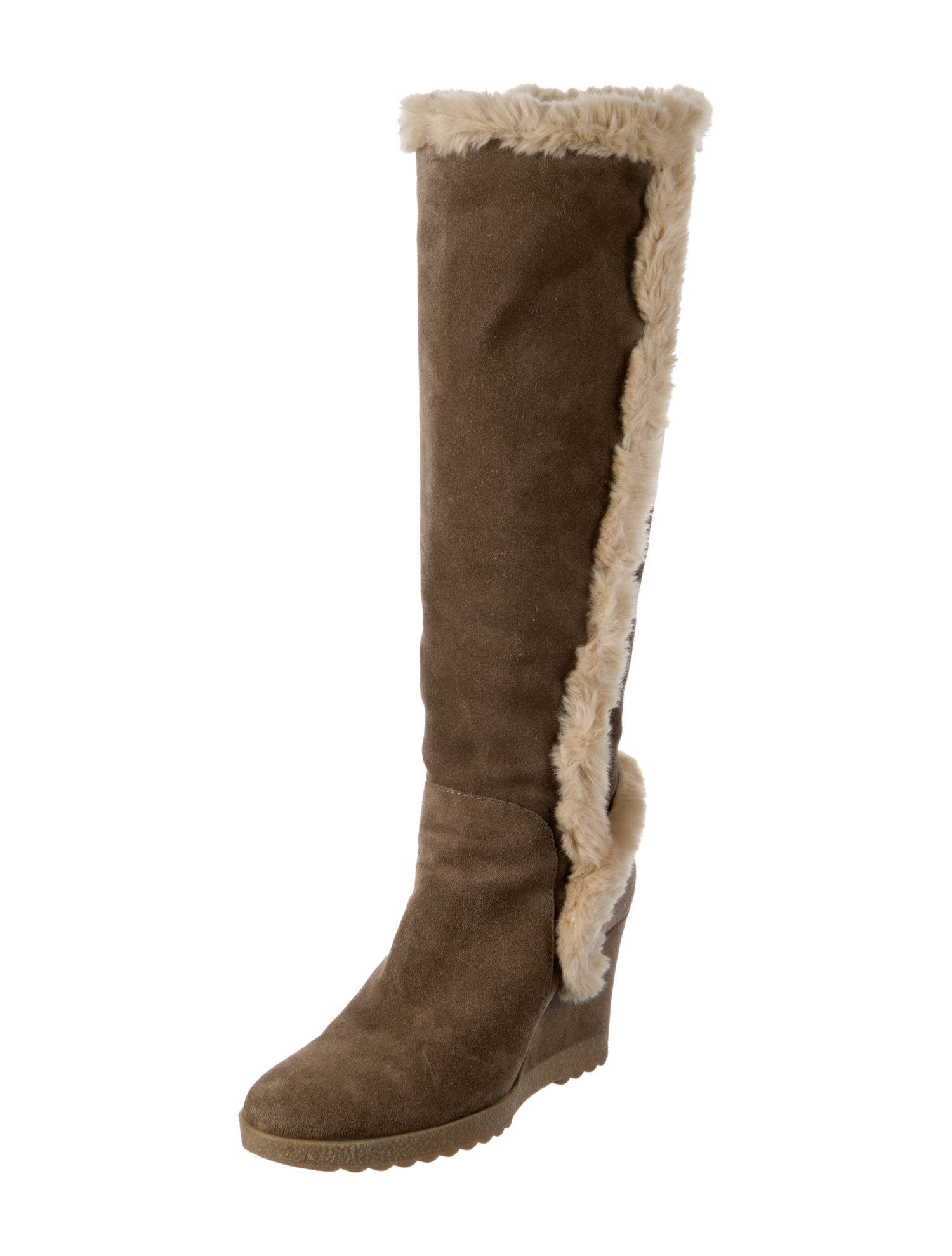 Aquatalia Suede Faux Fur Trim Boots