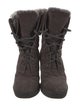 Aquatalia Suede Fur Trim Lace-Up Boots