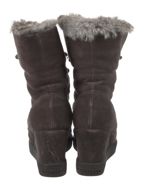 Aquatalia Suede Fur Trim Lace-Up Boots