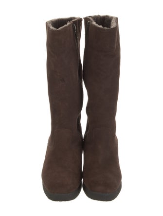 Aquatalia Suede Faux Fur Trim Boots