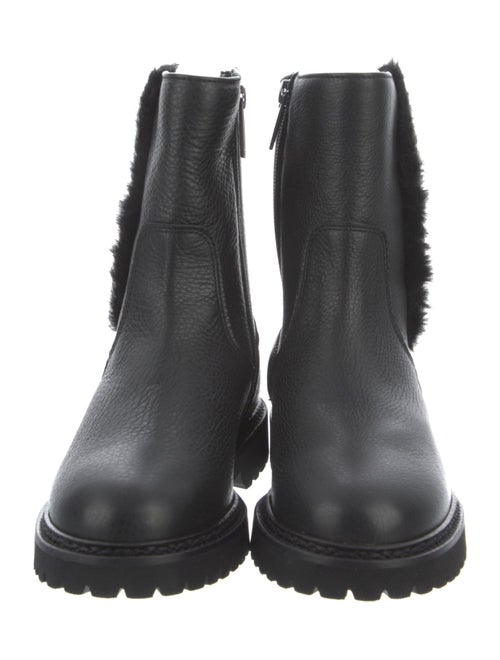 Aquatalia Leather Faux Fur Trim Combat Boots