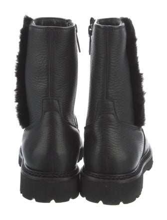 Aquatalia Leather Faux Fur Trim Combat Boots