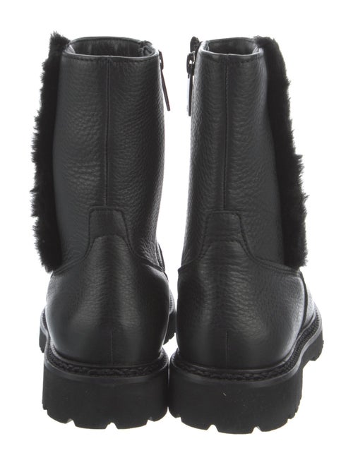 Aquatalia Leather Faux Fur Trim Combat Boots