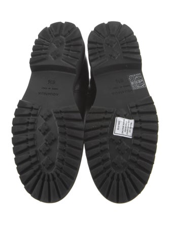 Aquatalia Leather Faux Fur Trim Combat Boots