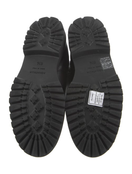 Aquatalia Leather Faux Fur Trim Combat Boots