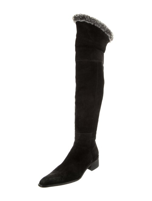 Aquatalia Suede Faux Fur Trim Boots