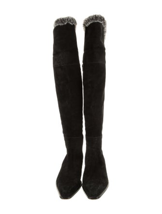 Aquatalia Suede Faux Fur Trim Boots