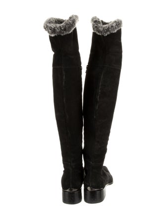 Aquatalia Suede Faux Fur Trim Boots