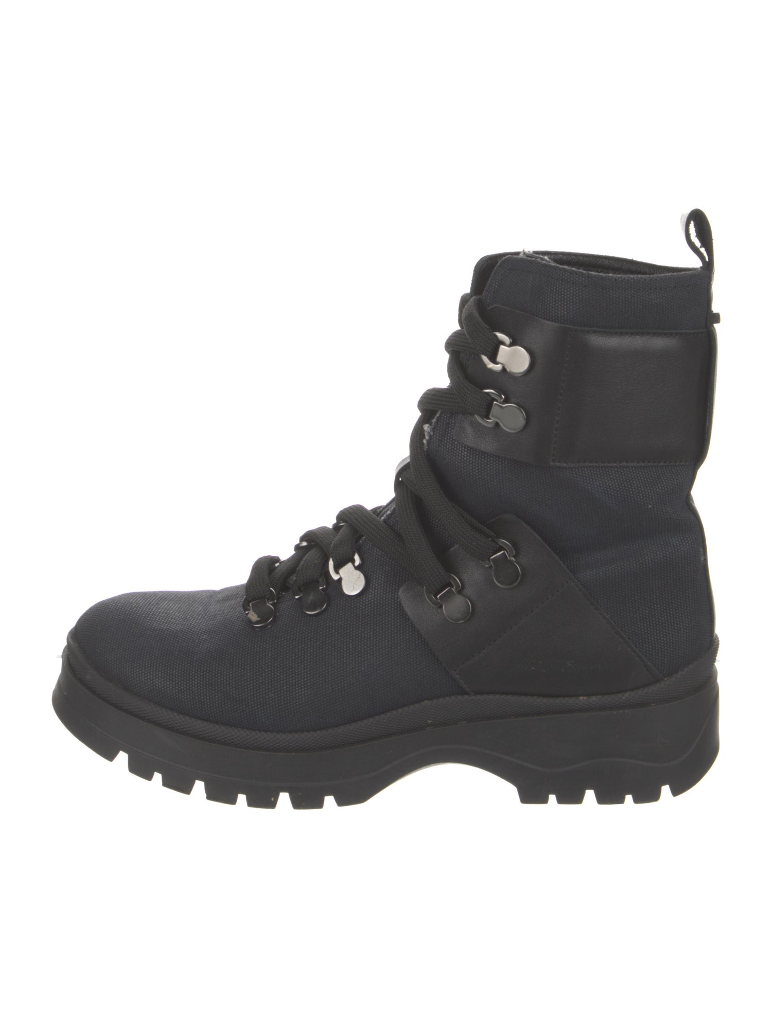 Aquatalia Canvas Leather Trim Embellishment Combat Boots