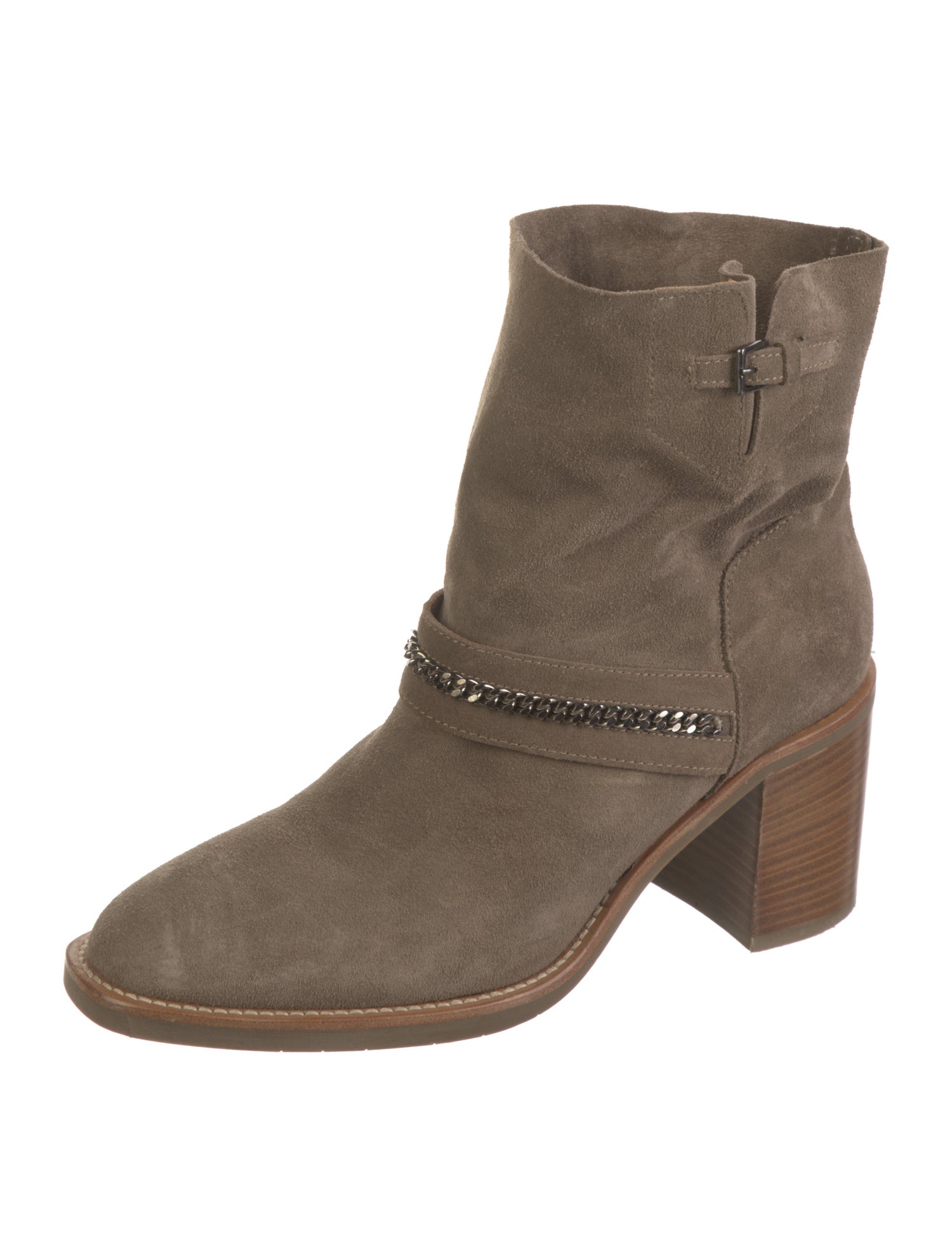 Aquatalia Suede Chain-Link Accents Moto Boots