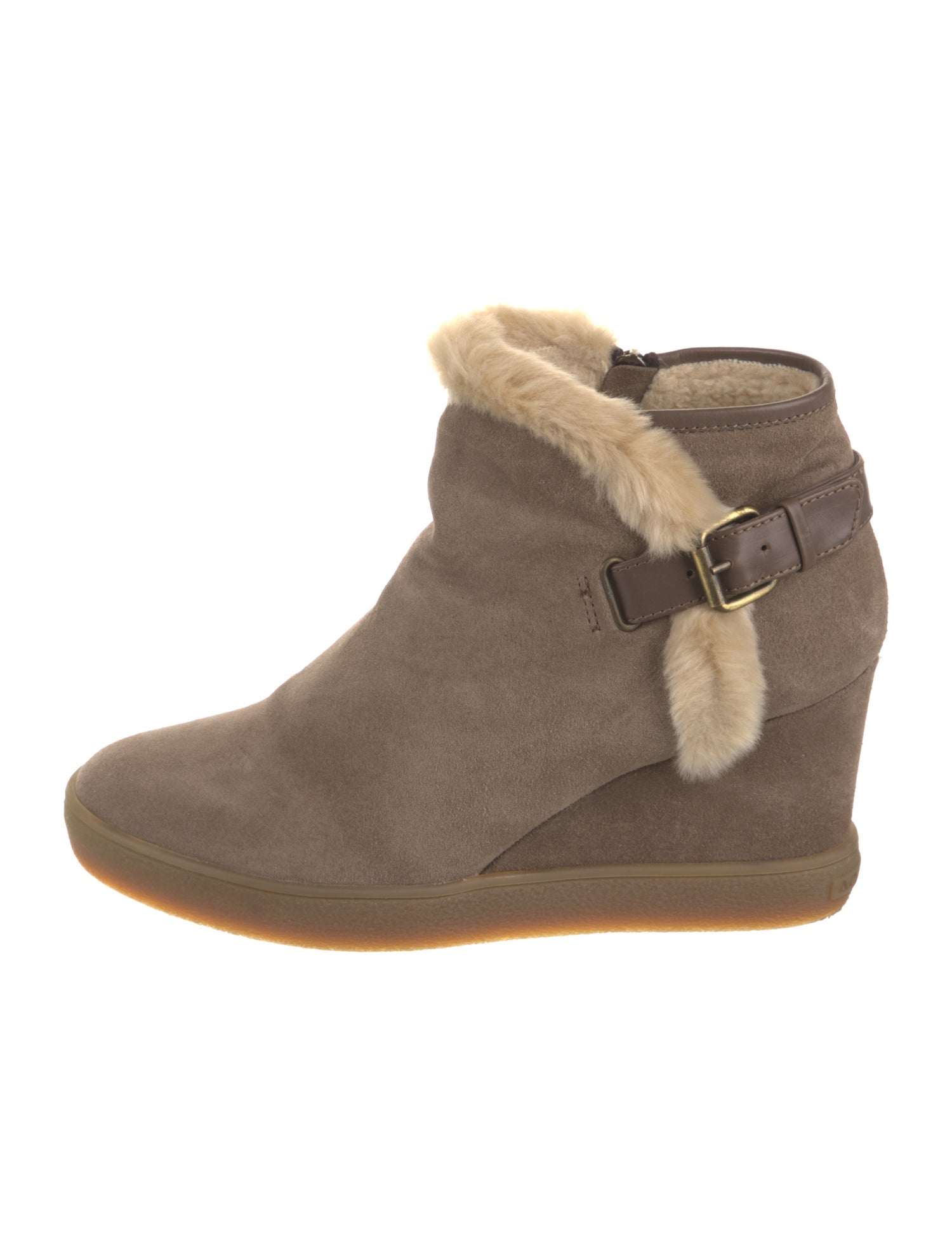 Aquatalia Suede Faux Fur Trim Boots