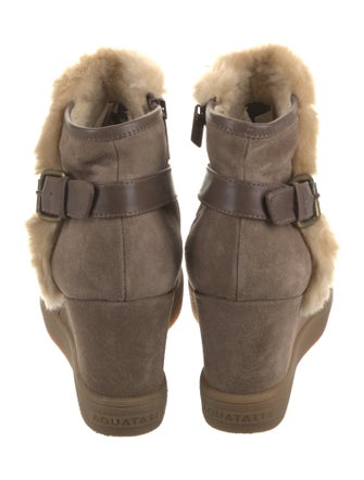Aquatalia Suede Faux Fur Trim Boots