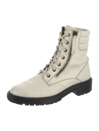 Aquatalia Leather Printed Combat Boots