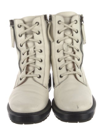 Aquatalia Leather Printed Combat Boots