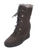 Aquatalia Suede Fur Trim Lace-Up Boots
