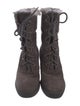 Aquatalia Suede Fur Trim Lace-Up Boots
