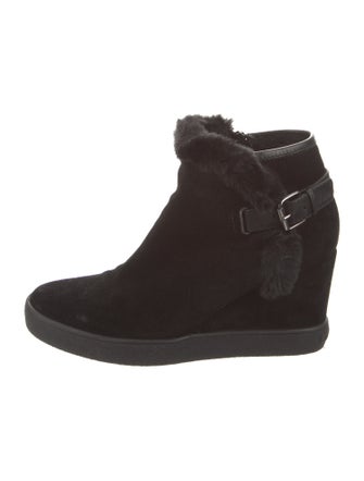 Aquatalia Suede Fur Trim Boots
