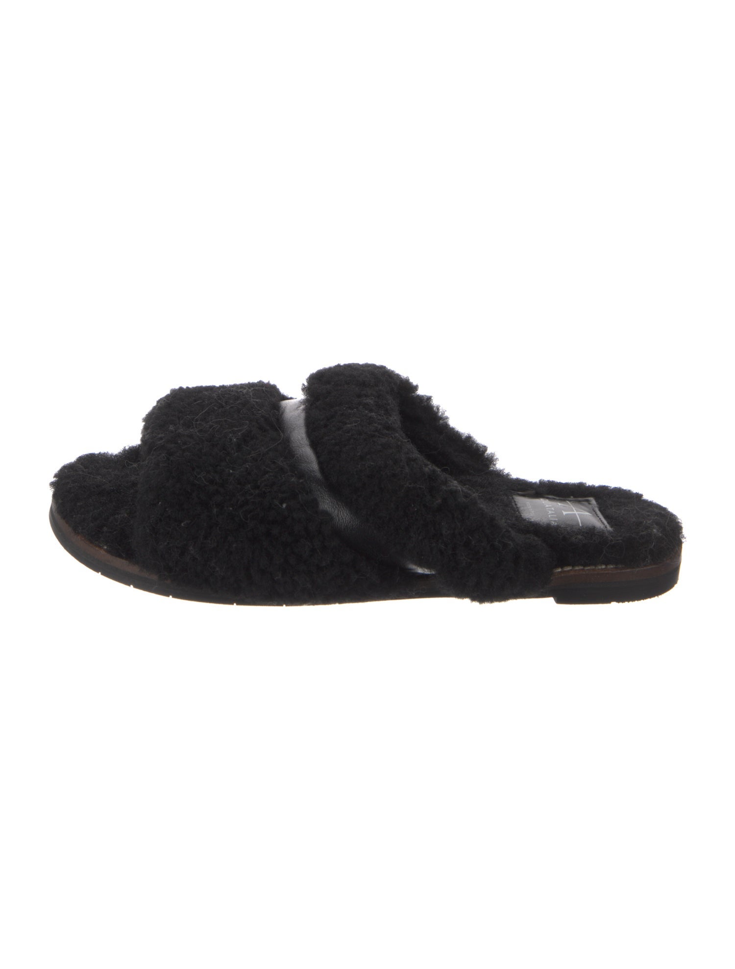 Aquatalia Shearling Leather Trim Embellishment Slides