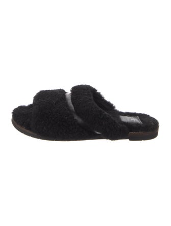 Aquatalia Shearling Leather Trim Embellishment Slides