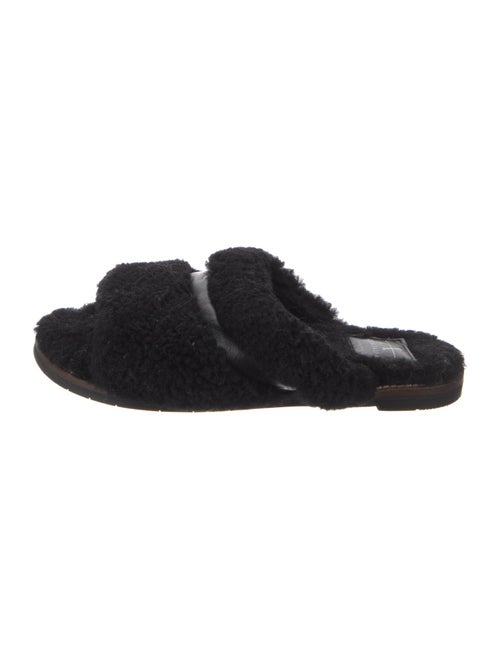 Aquatalia Shearling Leather Trim Embellishment Slides