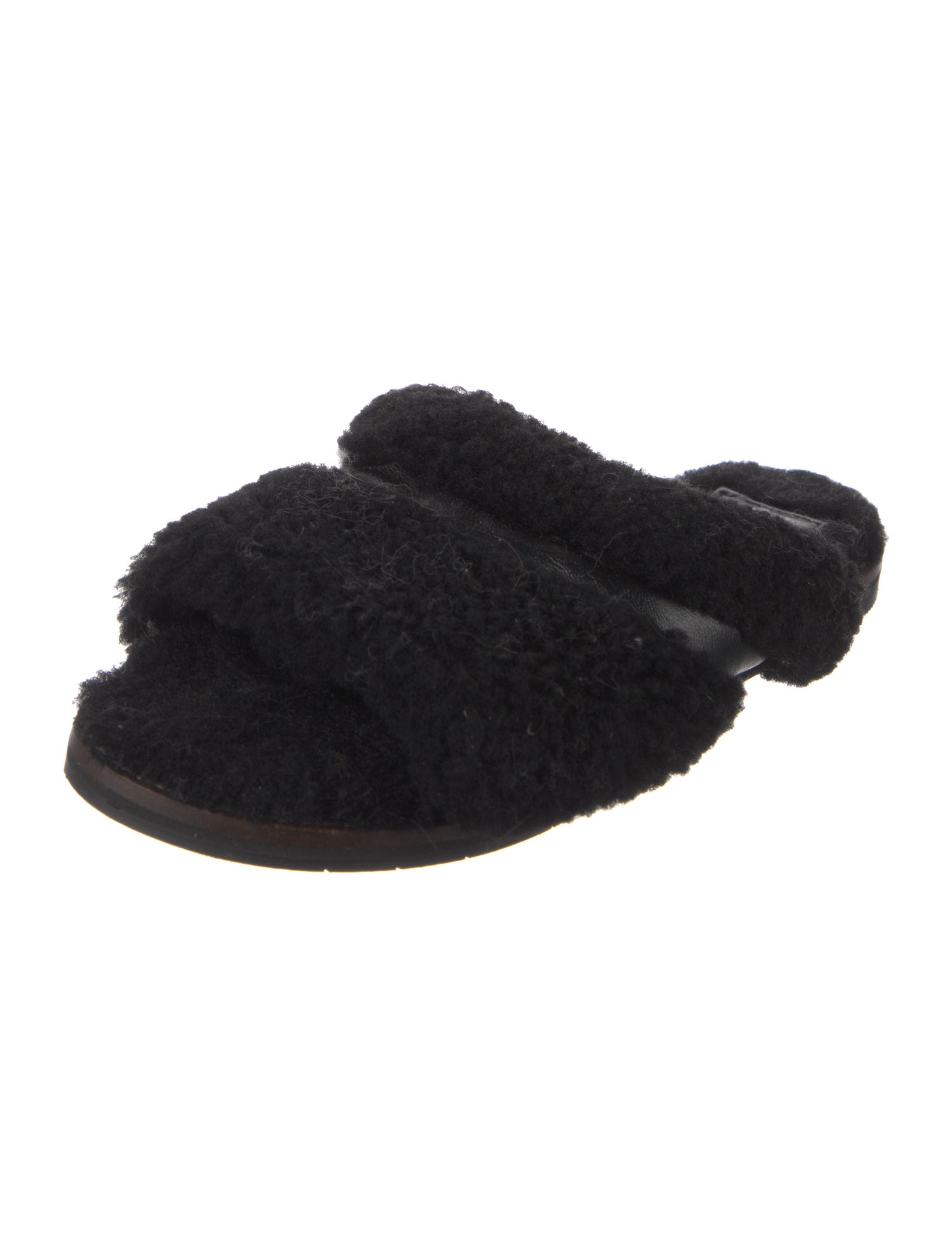 Aquatalia Shearling Leather Trim Embellishment Slides
