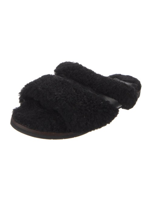 Aquatalia Shearling Leather Trim Embellishment Slides
