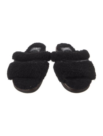 Aquatalia Shearling Leather Trim Embellishment Slides