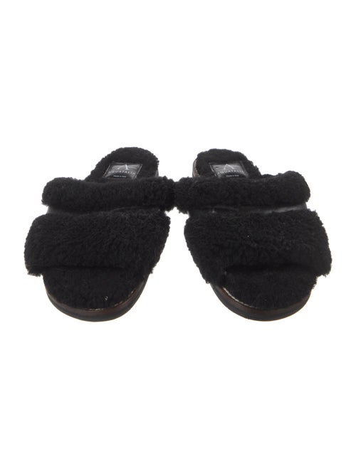 Aquatalia Shearling Leather Trim Embellishment Slides
