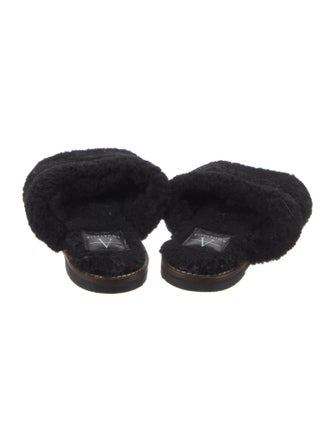Aquatalia Shearling Leather Trim Embellishment Slides