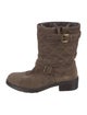 Aquatalia Quilted Pattern Suede Moto Boots