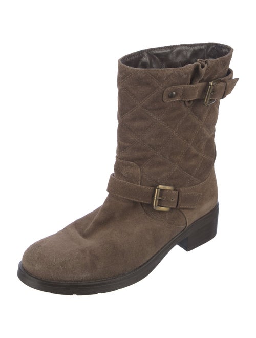 Aquatalia Quilted Pattern Suede Moto Boots