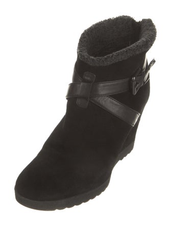 Aquatalia Suede Leather Trim Embellishment Lace-Up Boots