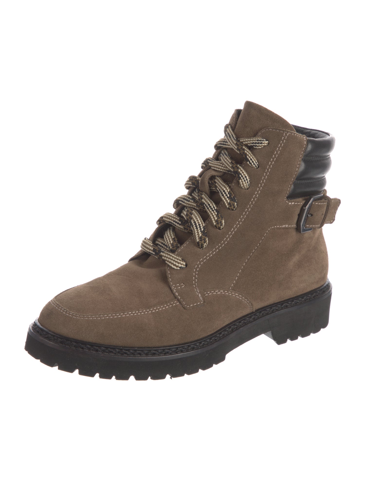 Aquatalia Suede Colorblock Pattern Combat Boots