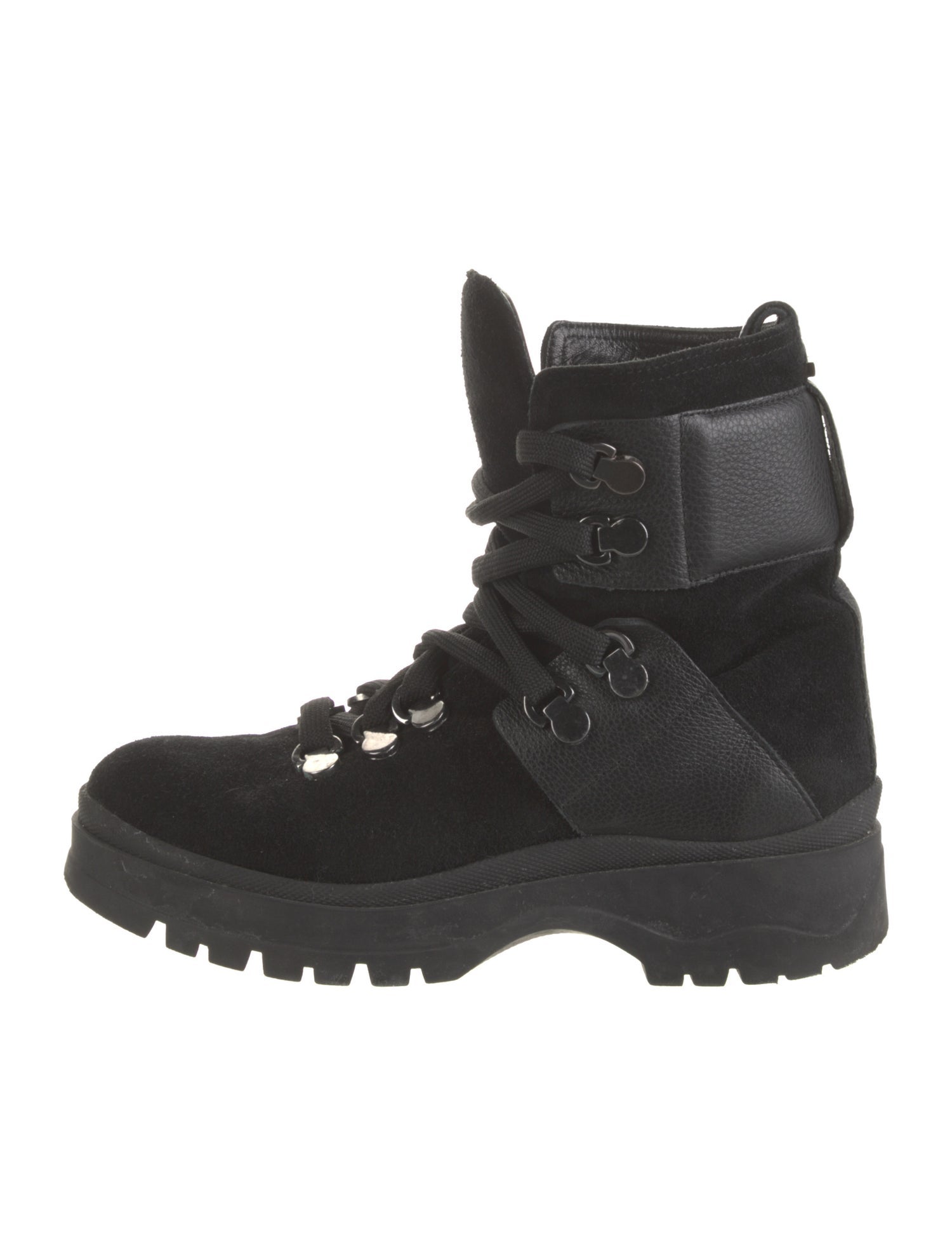 Aquatalia Suede Leather Trim Embellishment Combat Boots