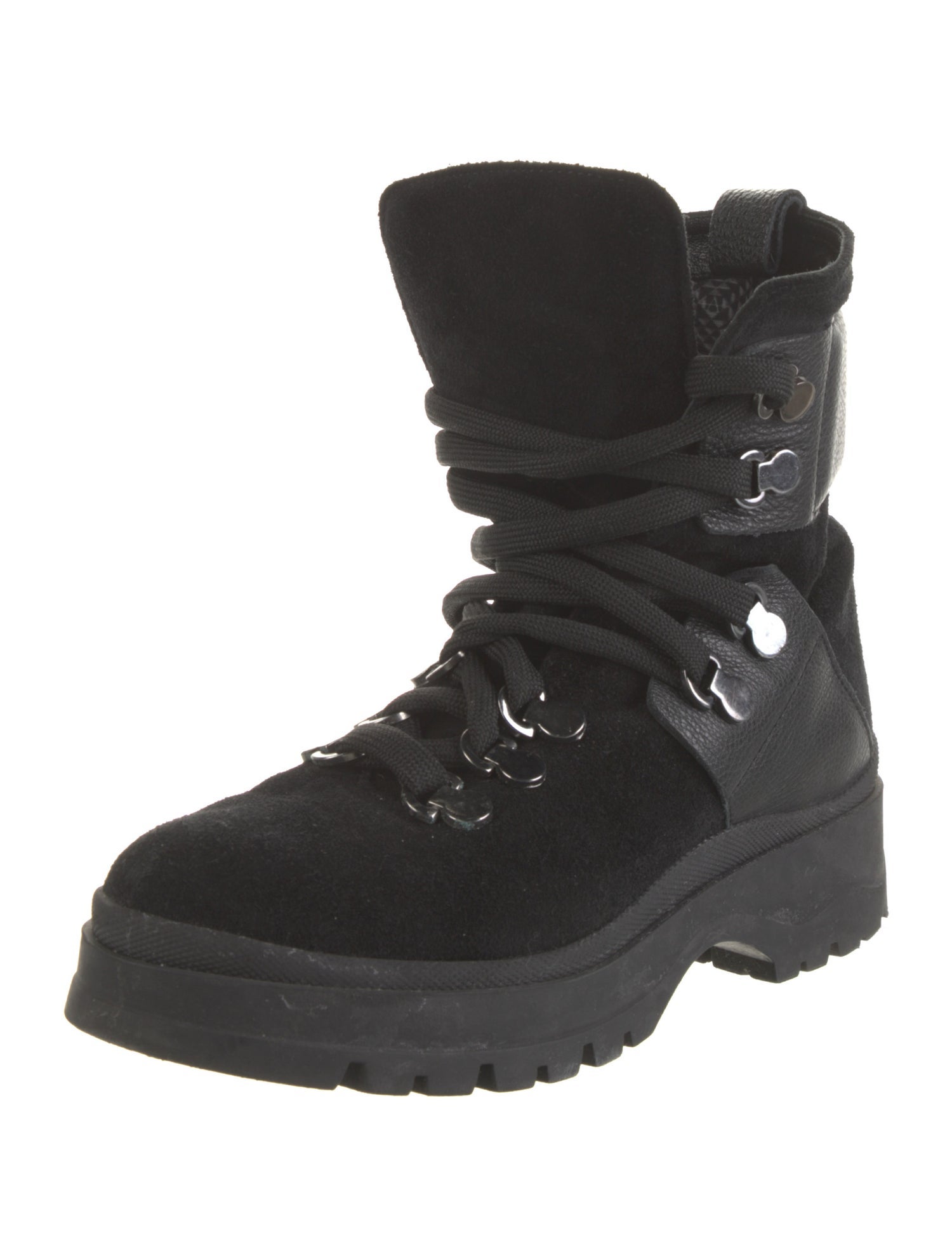 Aquatalia Suede Leather Trim Embellishment Combat Boots