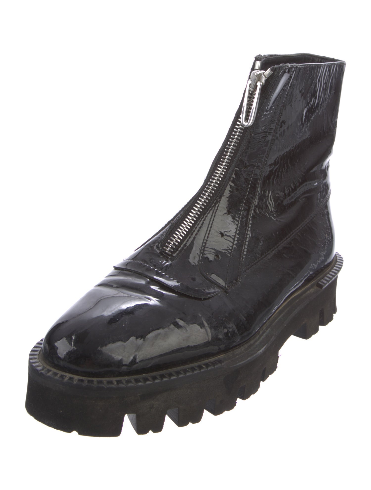 Aquatalia Patent Leather Combat Boots