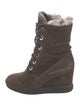 Aquatalia Suede Fur Trim Lace-Up Boots