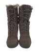 Aquatalia Suede Fur Trim Lace-Up Boots