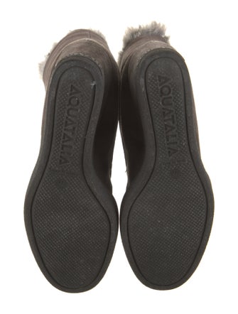 Aquatalia Suede Fur Trim Lace-Up Boots
