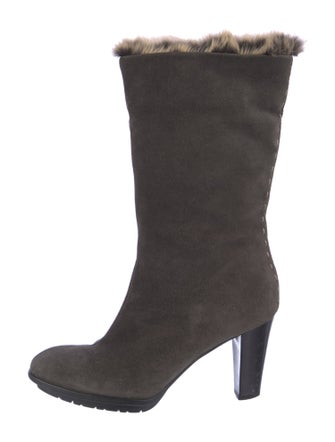 Aquatalia Suede Fur Trim Boots