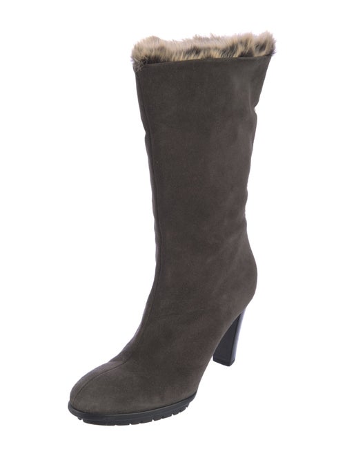 Aquatalia Suede Fur Trim Boots