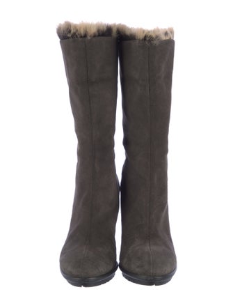 Aquatalia Suede Fur Trim Boots