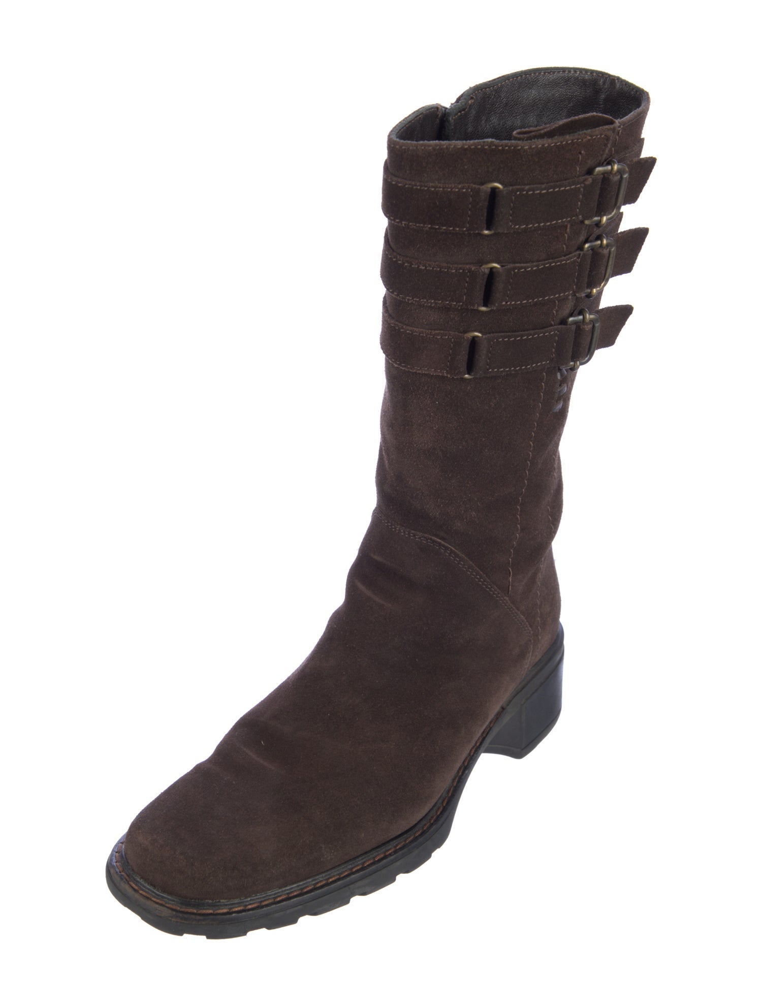 Aquatalia Suede Studded Accents Combat Boots