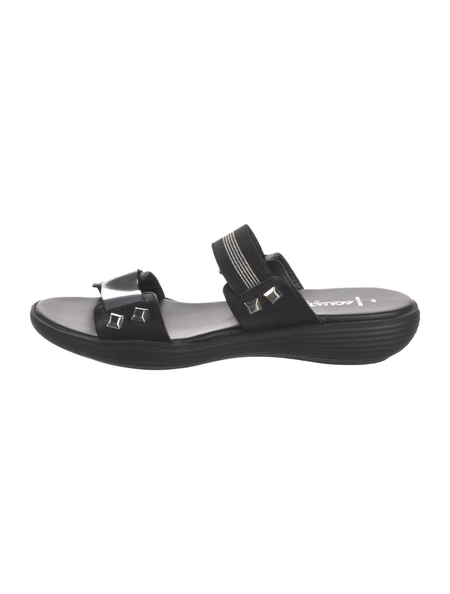 Aquatalia Leather Studded Accents Slides